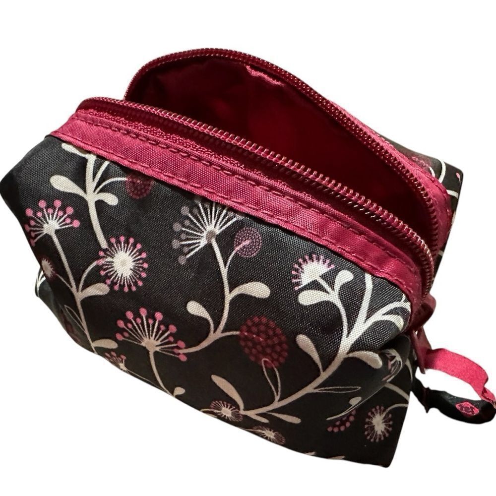 Floral Makeup Bag | Compact & Stylish Floral Black and Pink Women's Bag